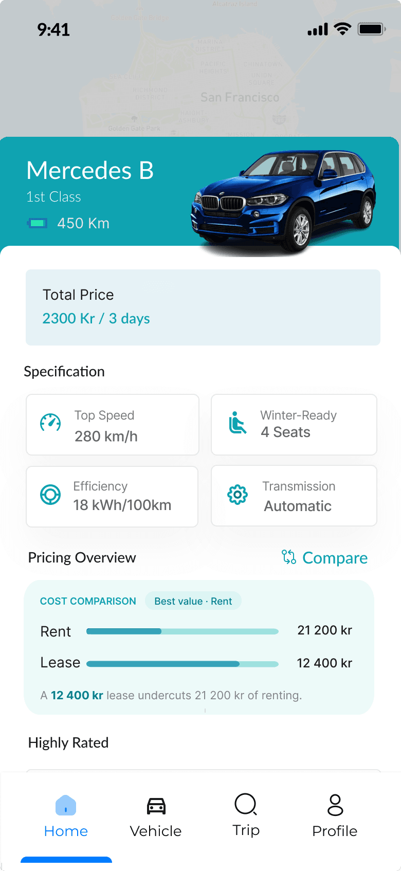Price details, add-ons with the pinned total, checkout