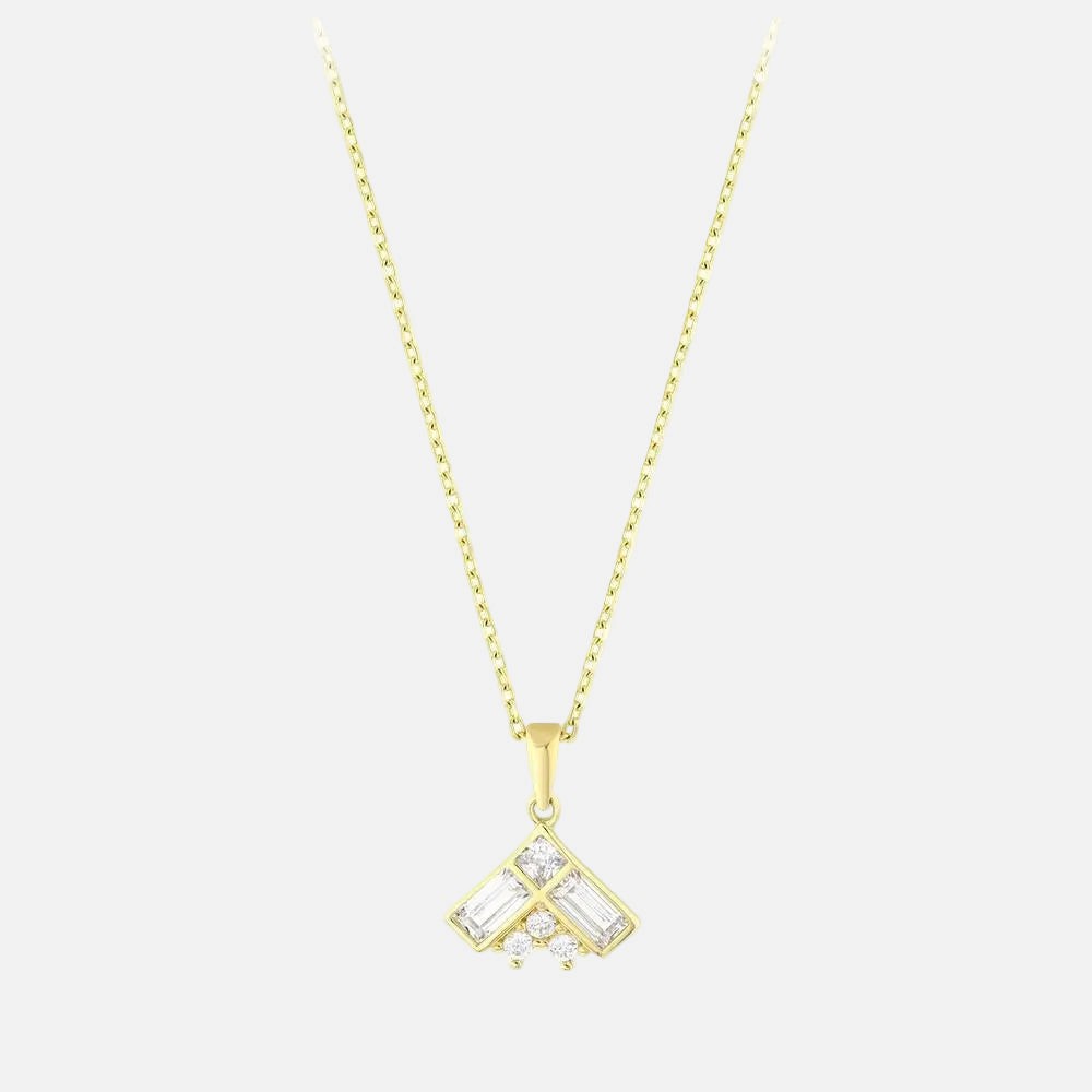 Assos Pırlanta Baget Taşlı 14 Ayar Altın Kolye Modeli