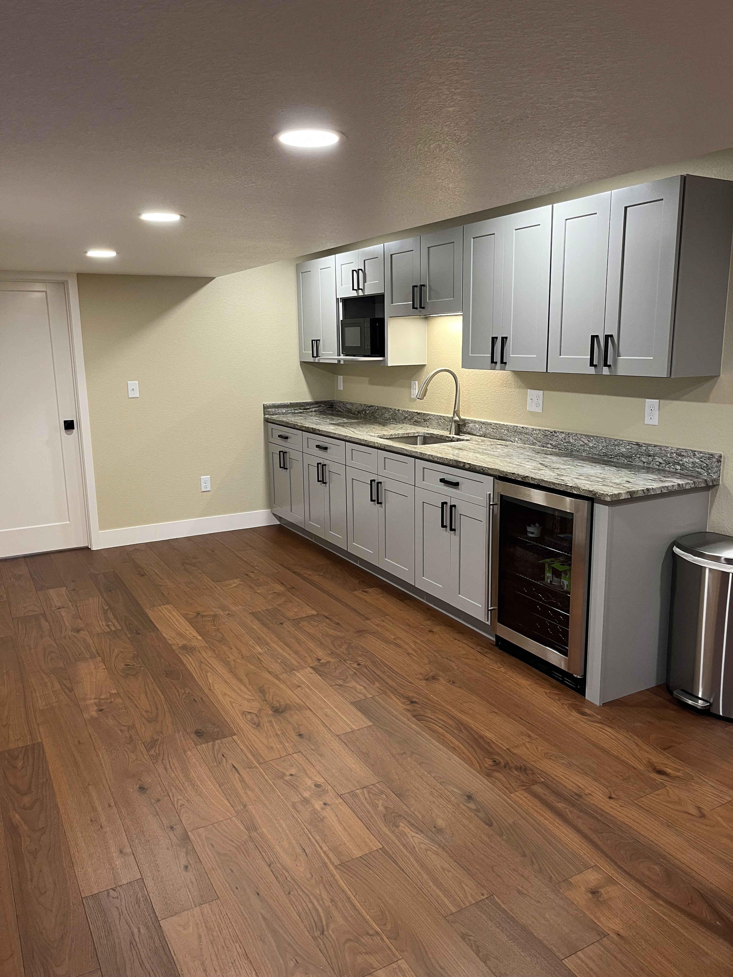 white and brown kitchen cabinet