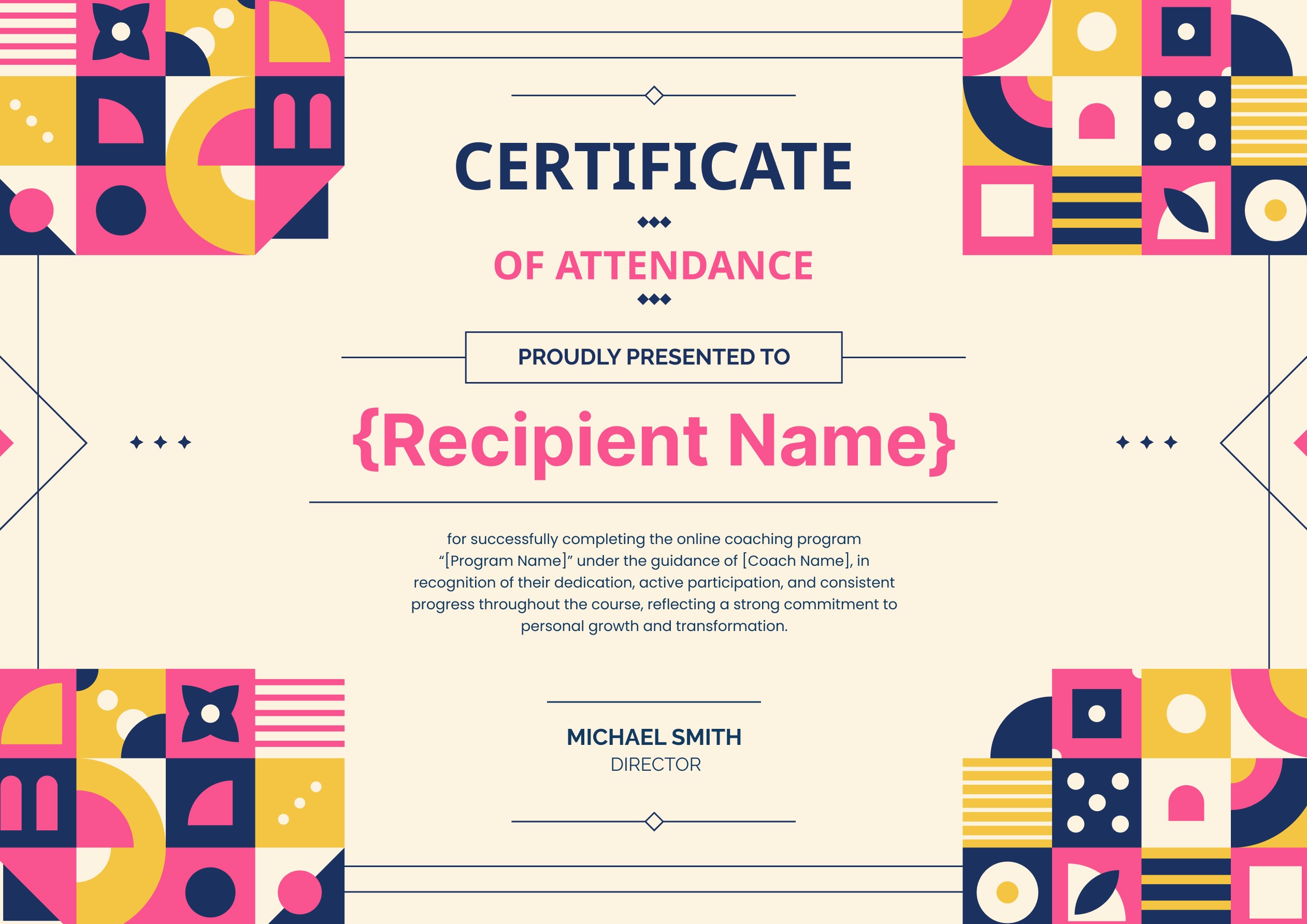 Wauld - Modern and formal certificate of participation for training completion