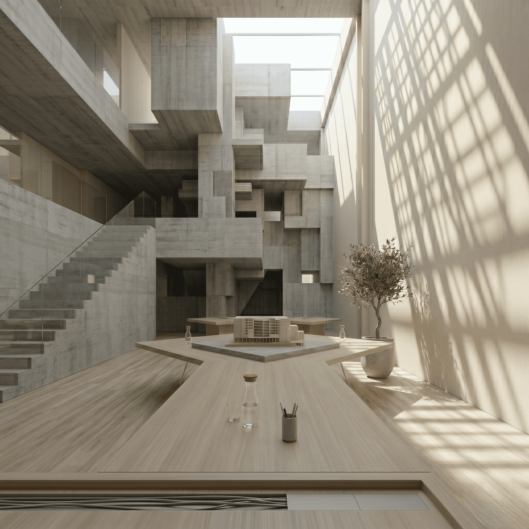 a minimal and modern inetrior of a workspace 