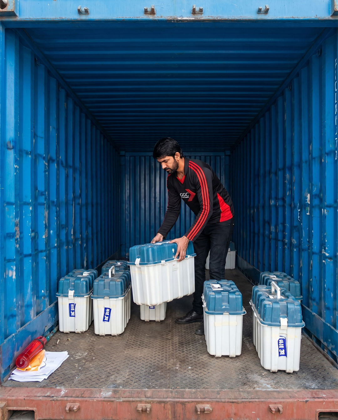 evm machine on truck