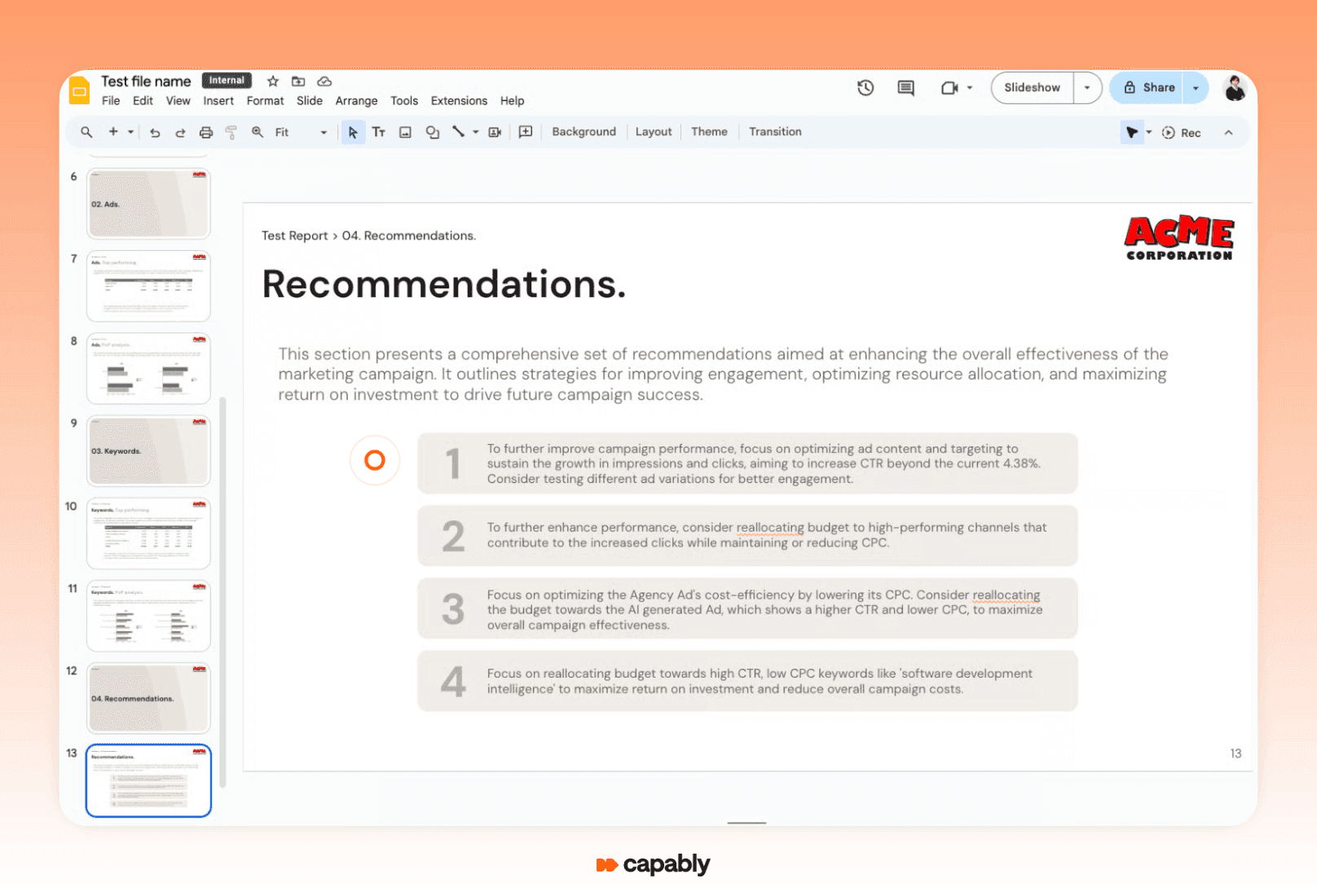 intelligent campaign report