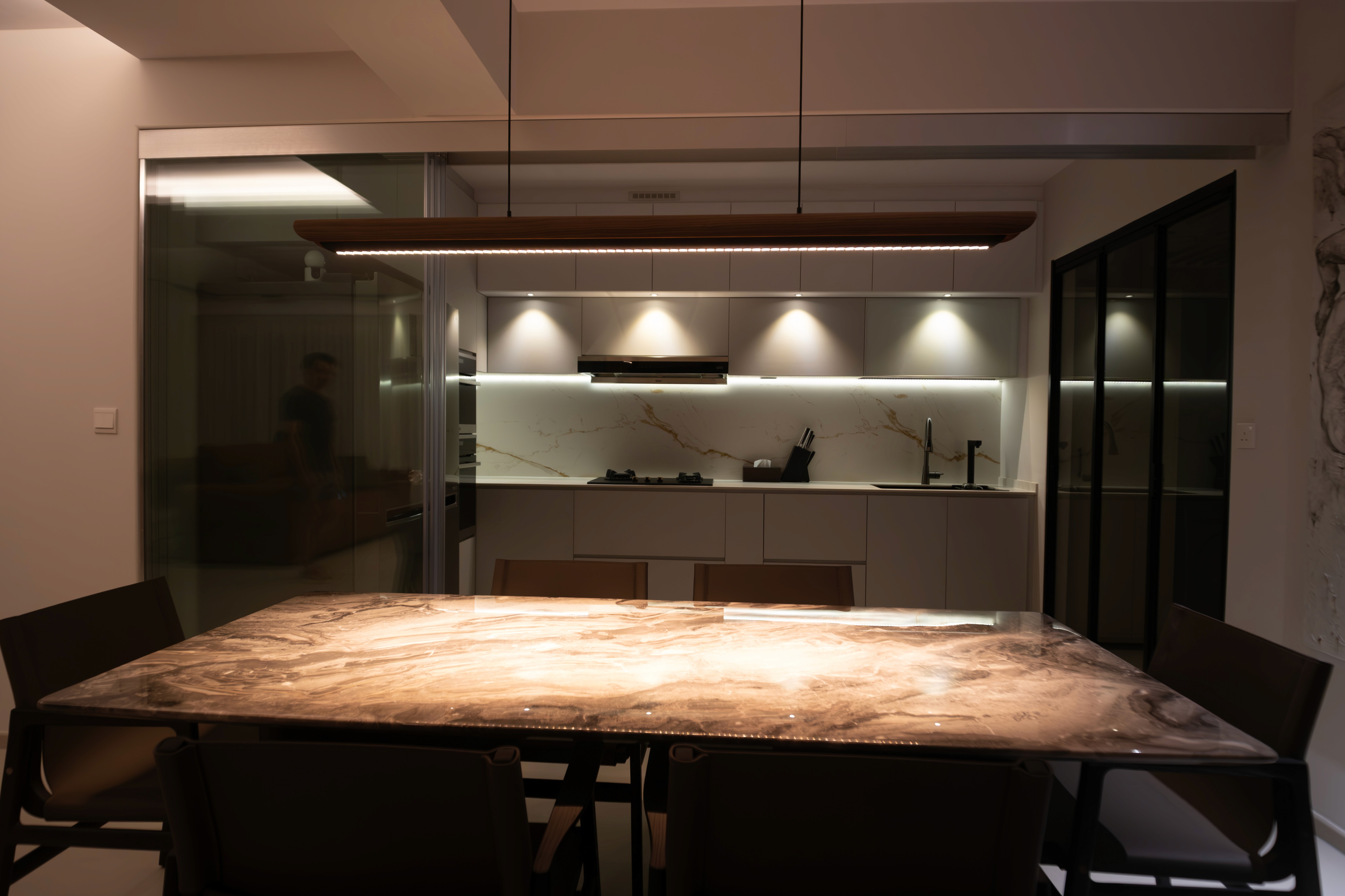 alt="Japanese inspired cafe seating area interior design Singapore Moss Matcha"