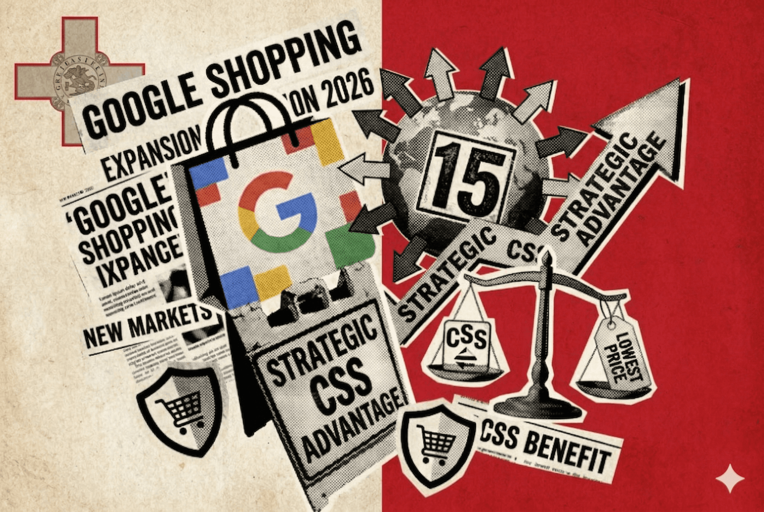 Google Shopping will be avialable in Malta. The picutre shows the flag of malta and the perks of having your own Google CSS