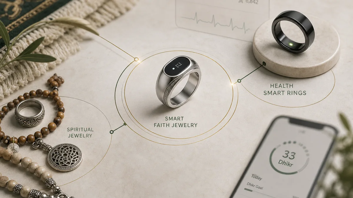 A market map showing smart faith jewelry between spiritual jewelry and smart rings