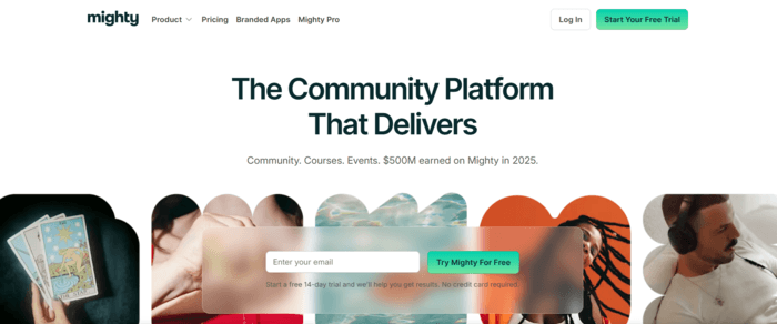 mighty networks homepage screenshot