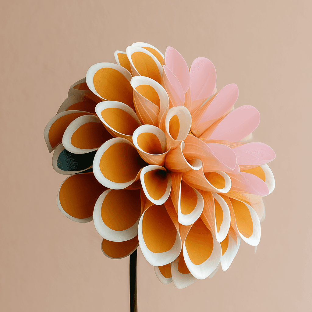 Orange and cream paper flower close-up