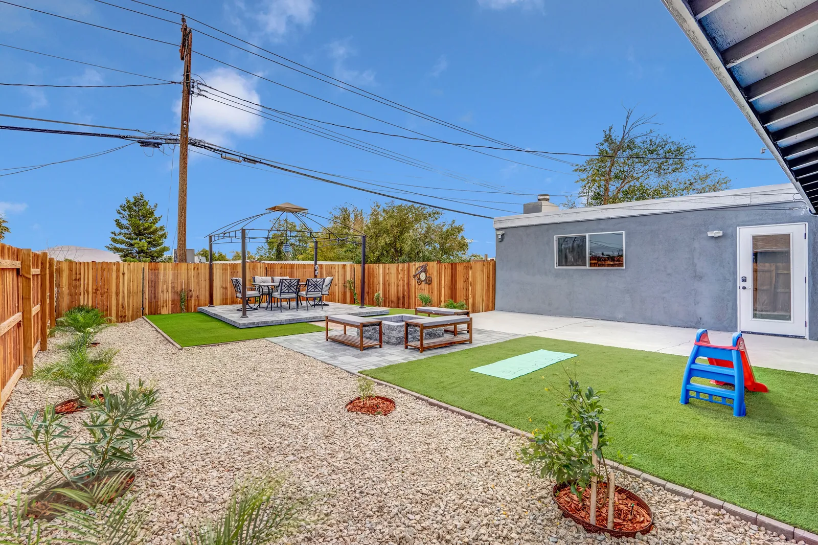 Backyard play area and patio, Big Groups Retreat in North Las Vegas