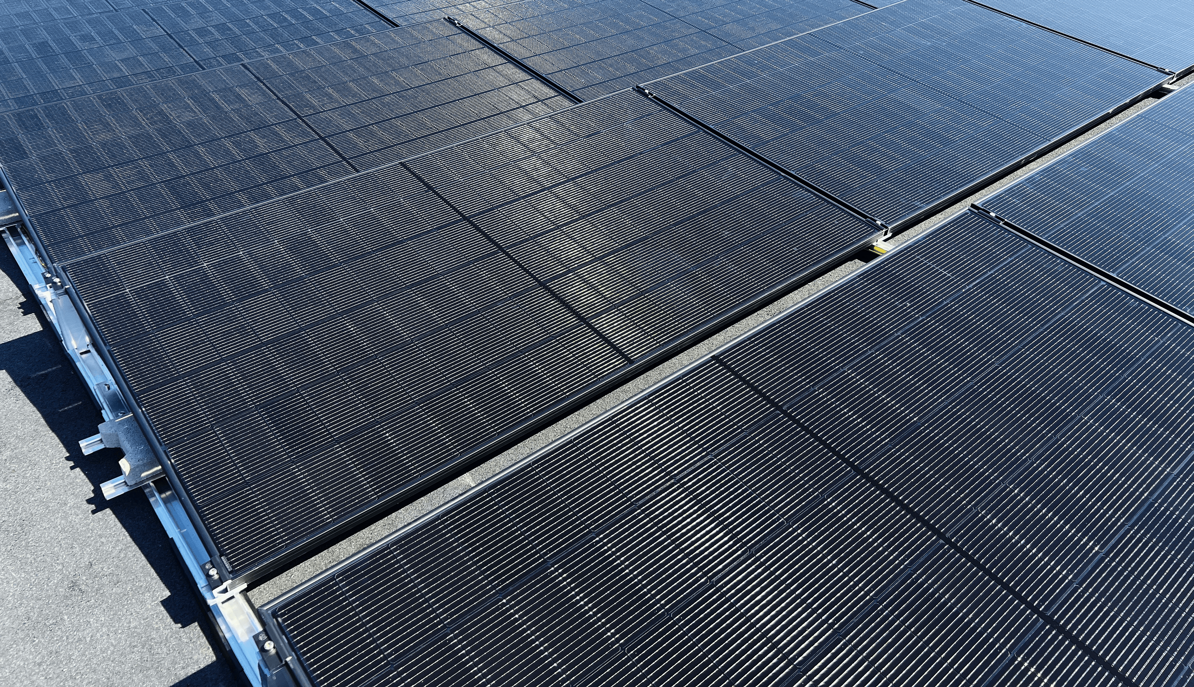 Panneaux photovoltaïques installés sur une toiture-terrasse