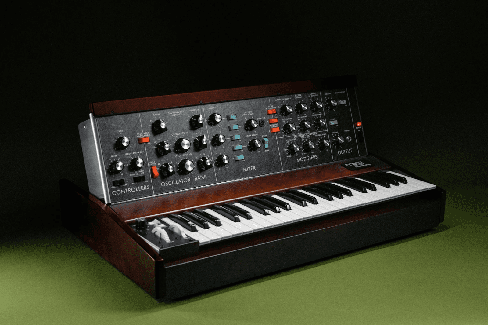 The Moog MiniMoog classic synthesizer