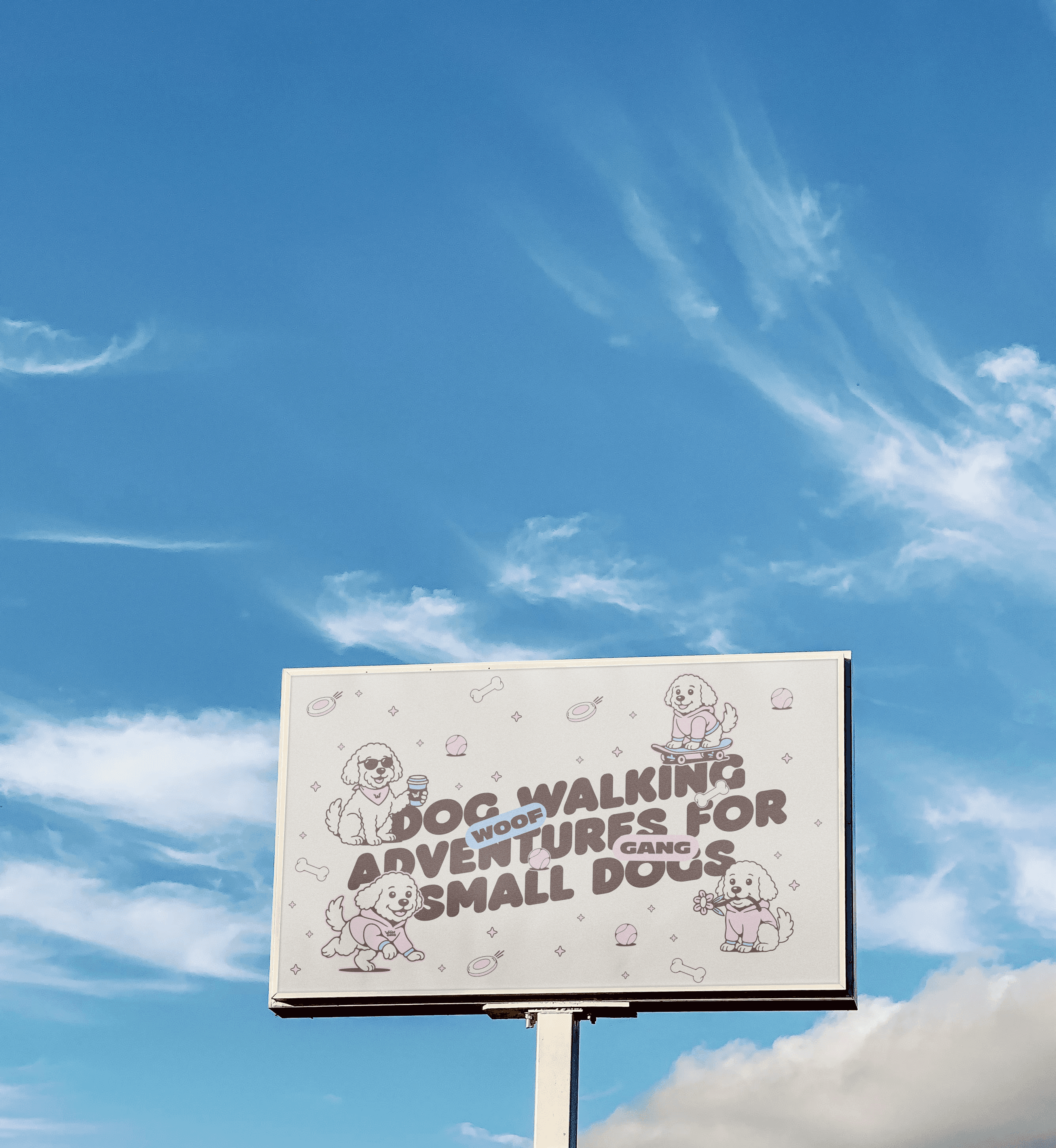 the woof gang, dog walking service, logo, logo suite, illustration, identity, business