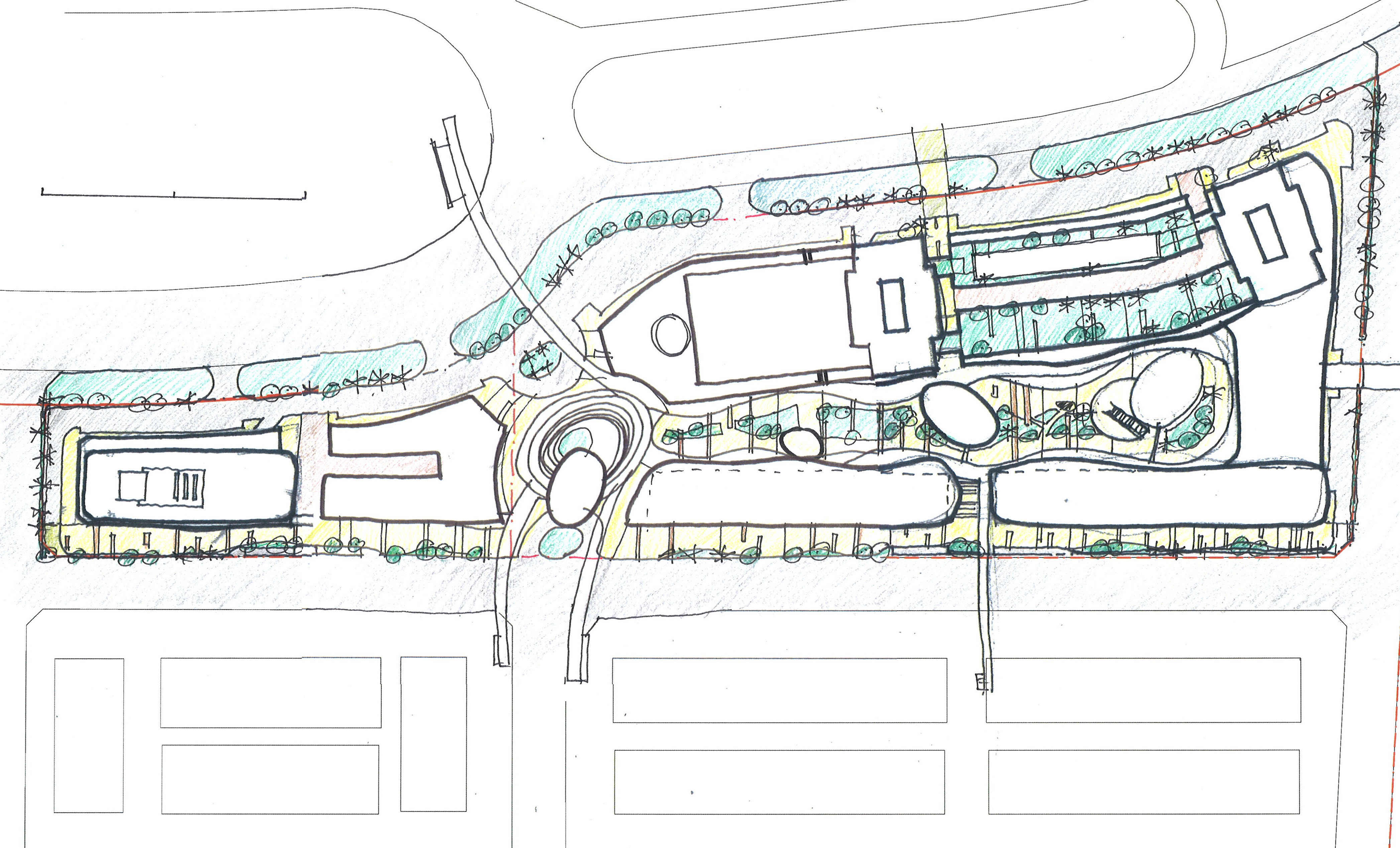Concept sketches of Centrus project by Asima Architects