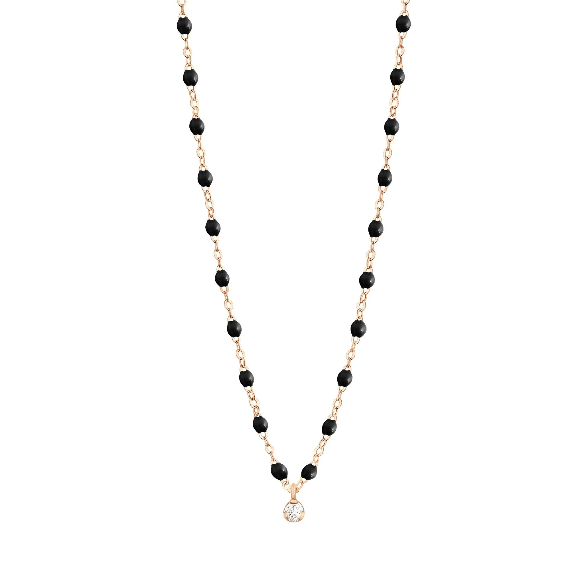 Collier noir Gigi Suprême, or rose, 1 diamant