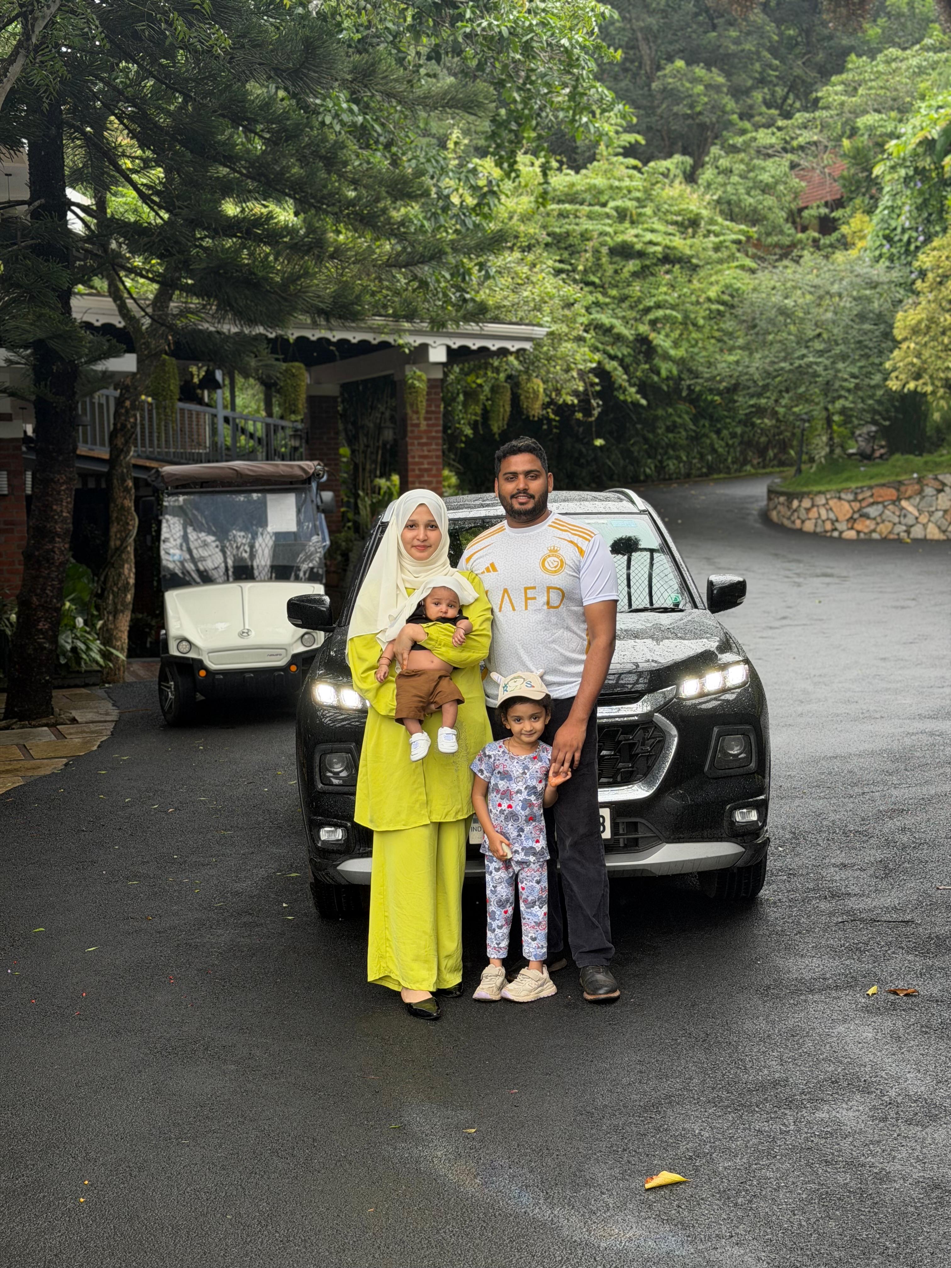 Swalahudheen PK with his family during a family trip