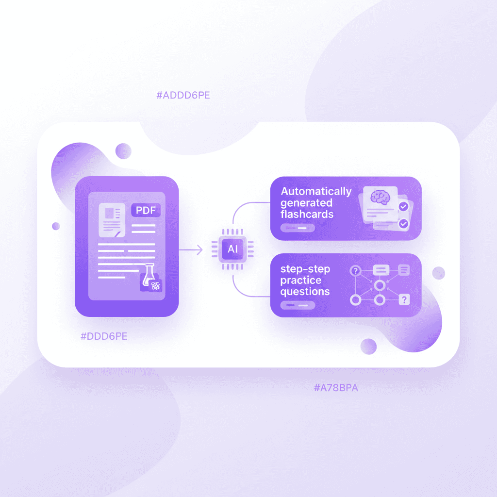 Penseum AI study platform automatically generating MCAT flashcards from PDF notes