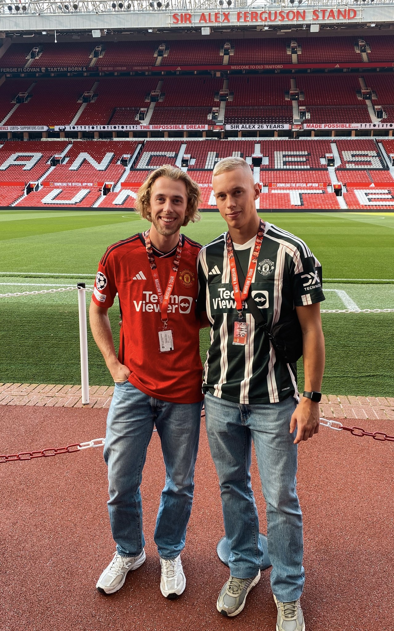 Lukas and his brother waering manchester united shirt at old trafford