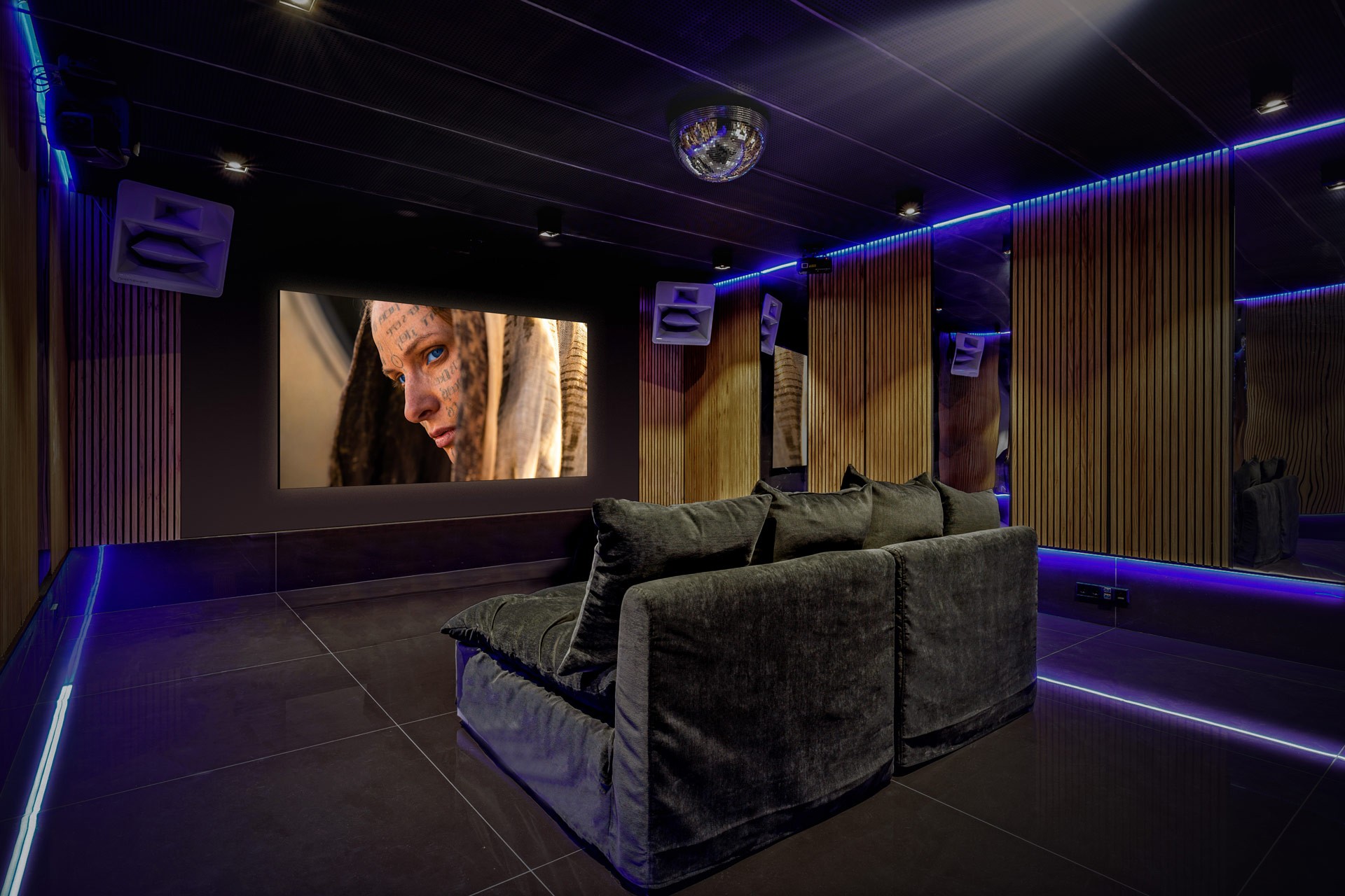 Multifunctional room cinema at an exclusive luxury villa Ibiza—private VIP estate property wedding events holiday retreat