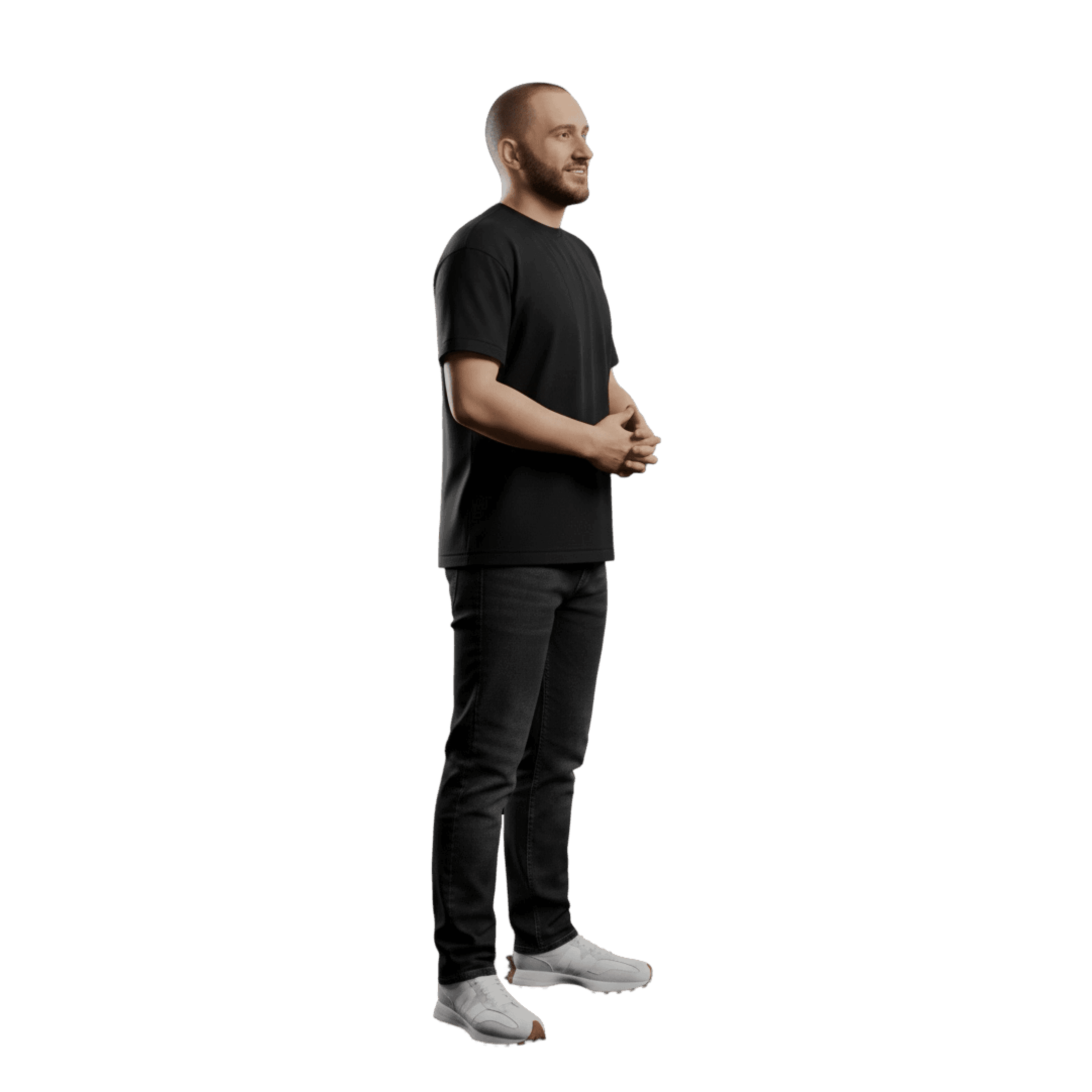 Senior UX designer standing with crossed arms in a studio workspace, reflecting experience in product design, design systems, and UX leadership.