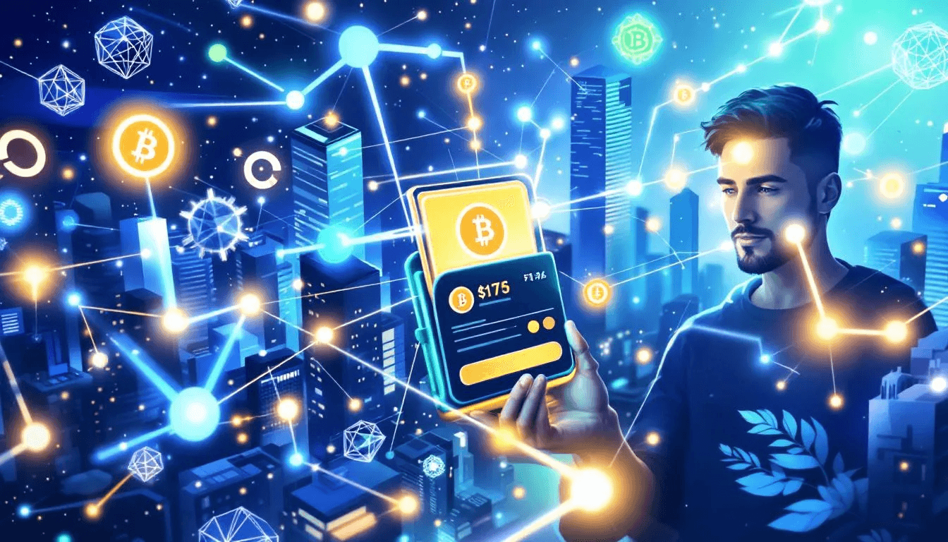 The image illustrates the Bitcoin Lightning Network facilitating instant payments for creators, showcasing how this leading bitcoin finance protocol empowers global creators by enabling direct relationships and fair compensation for their digital content. It highlights the innovative solutions blockchain technology offers for protecting intellectual property and automating royalty payments within the creator economy.