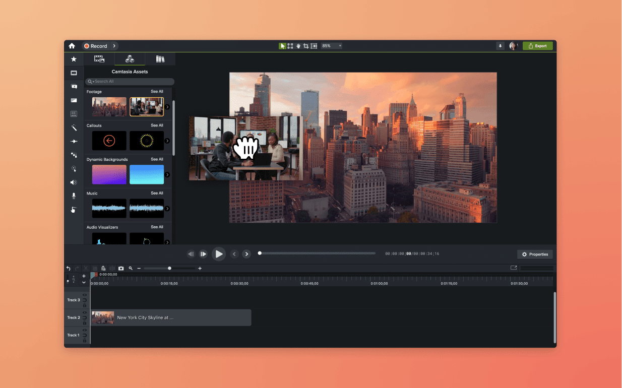 Camtasia is a Loom alternative with more advanced video editing options.