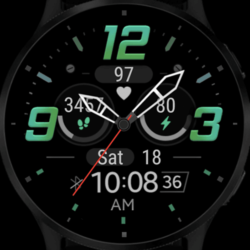 Garmin venu watch displaying a hybrid watch face