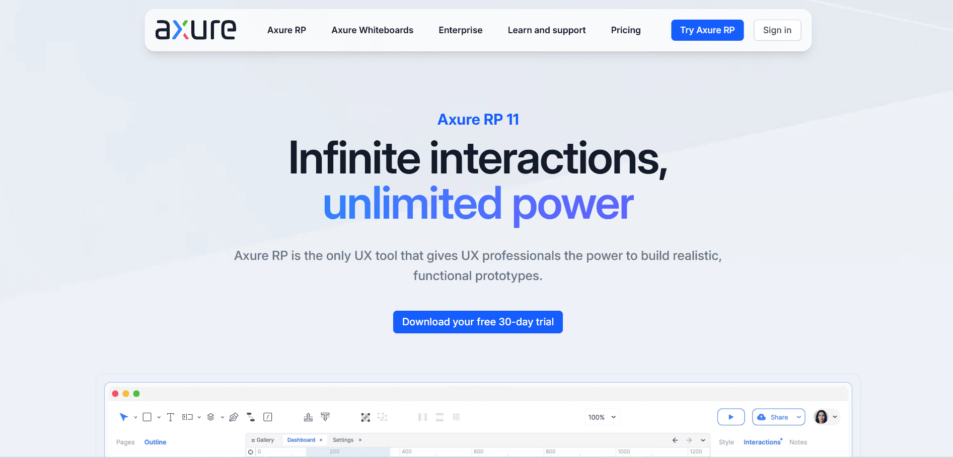 Homepage of the Axure website