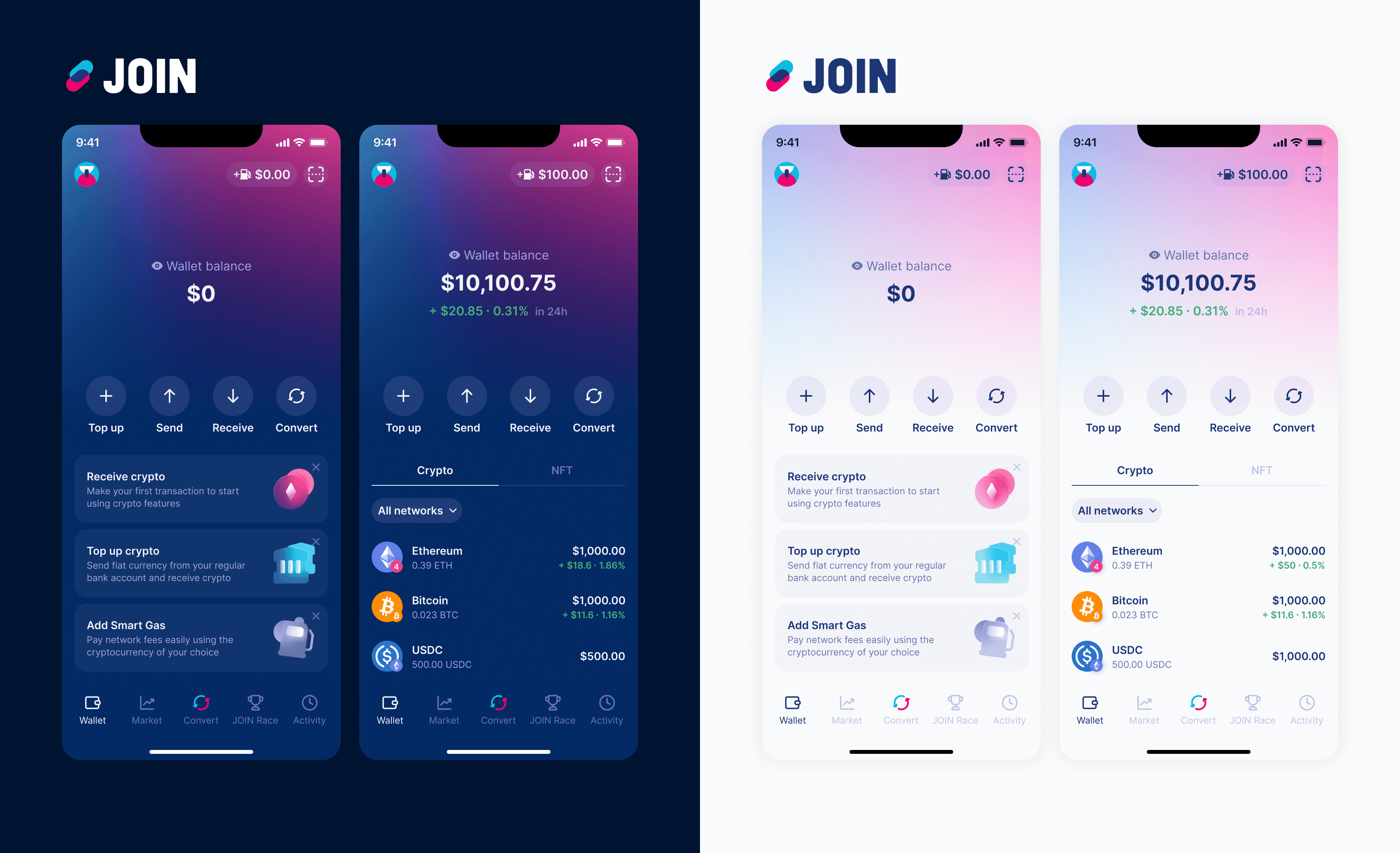 Screenshots of JOIN App