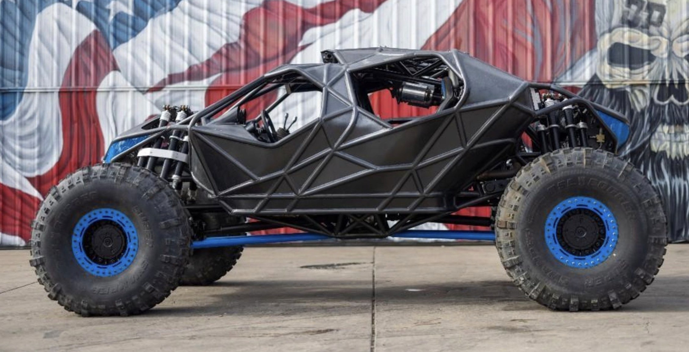 This is a midwest style rock bouncer / rock crawler. Fitted with nitrogen shocks on all four corners, military grade lockable axles, massive competition off road tires, and a Dodge Viper V10 engine. Seats 4 comfortably. 2015 Custom Rock Buggy