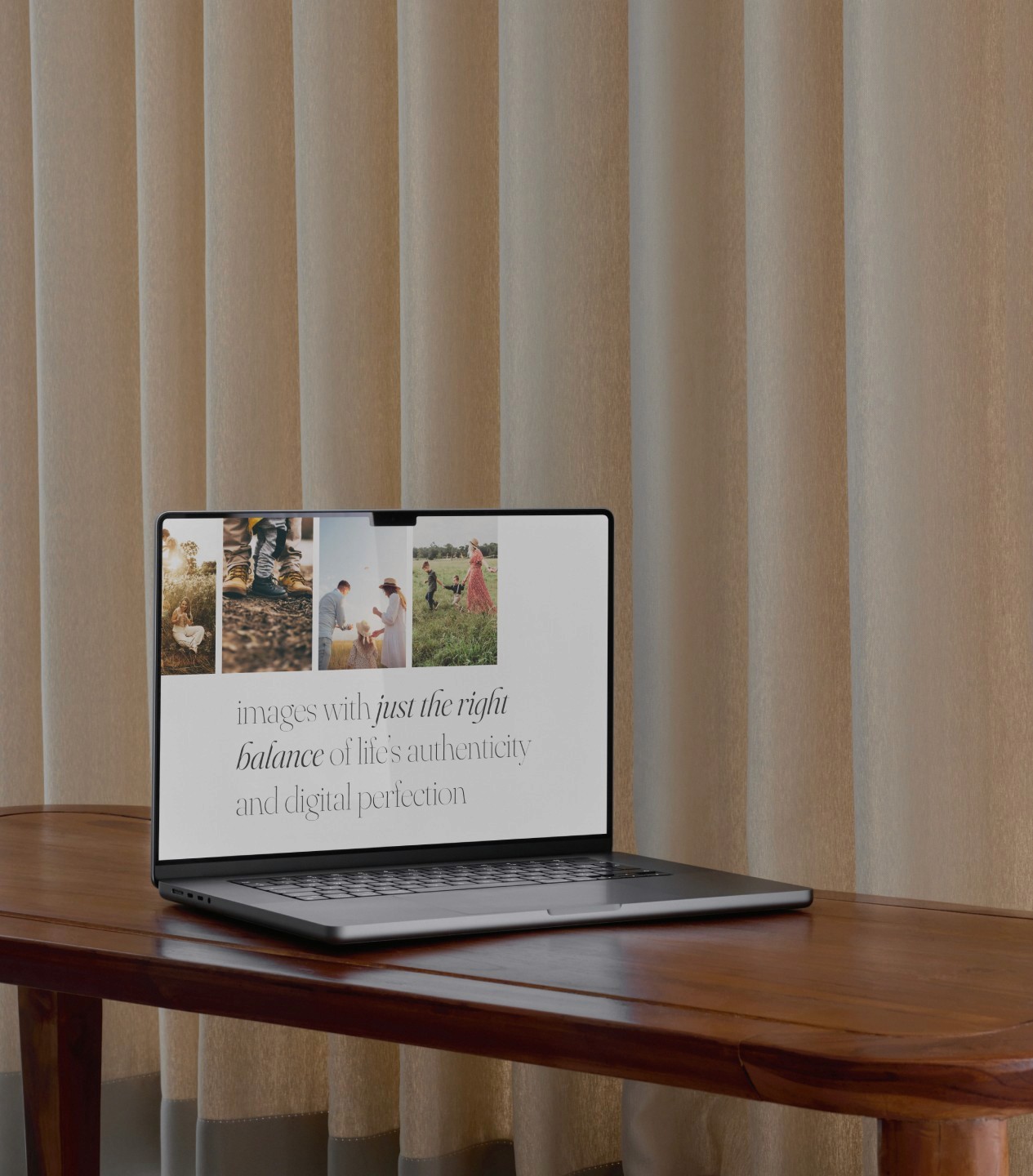 Luminance template front page mockup, Macbook on a table