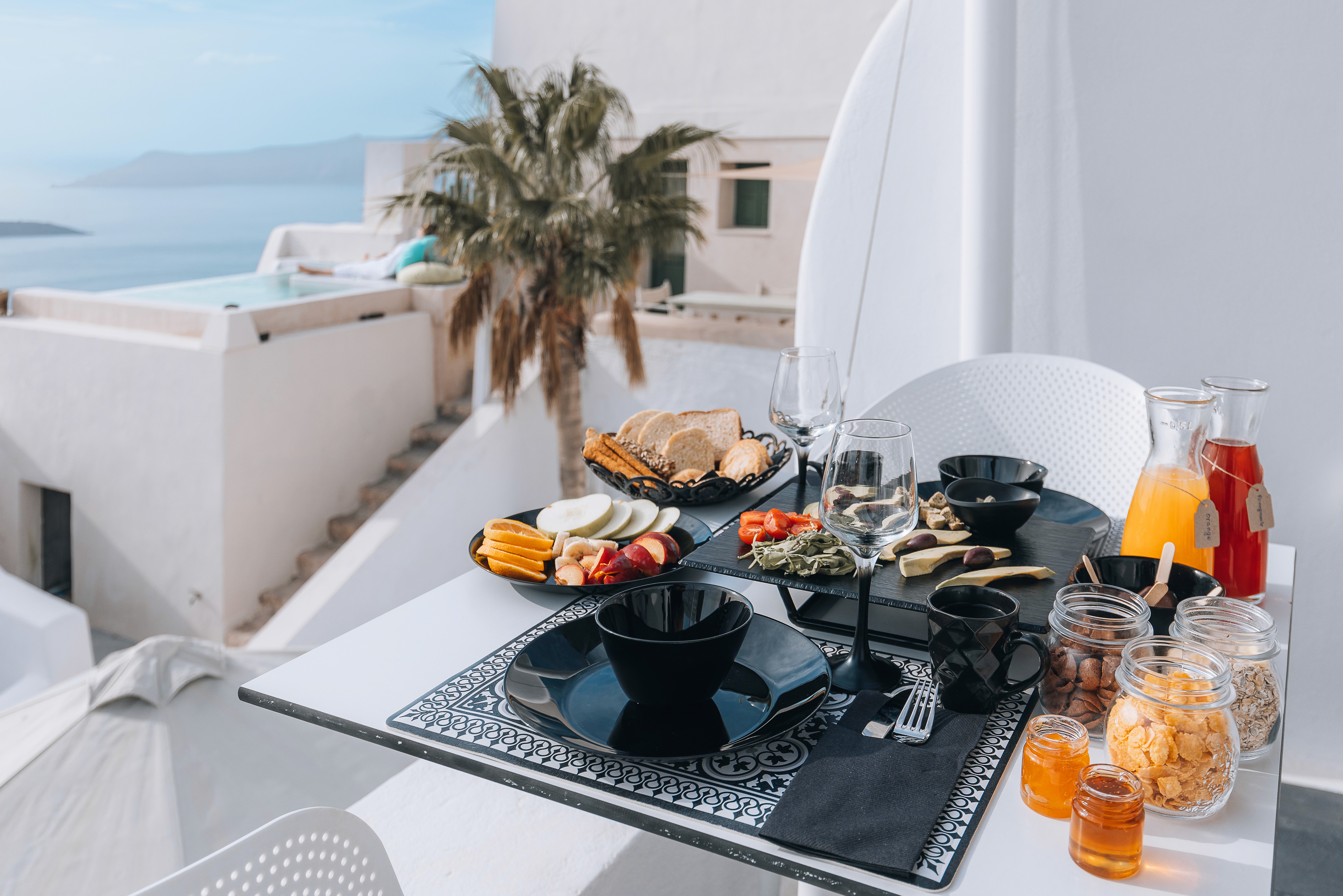 Breakfast at our Villas balcony