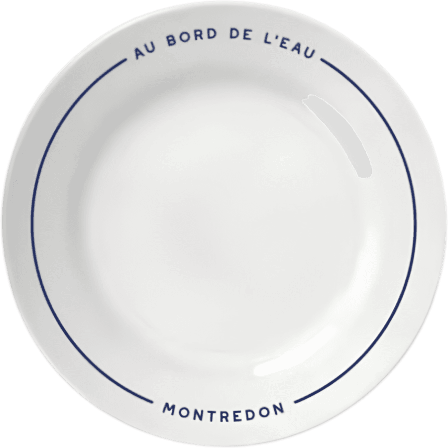 Assiette personnalisée réalisée pour Au Bord de l'Eau