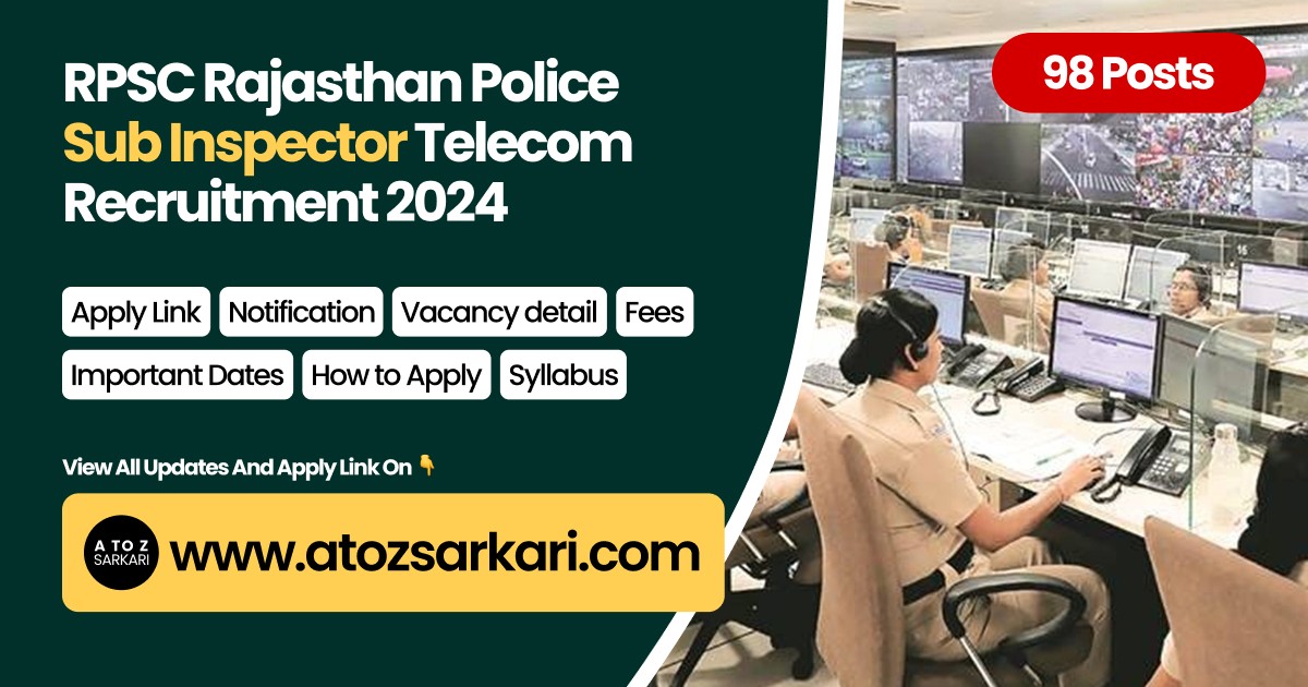 RPSC Rajasthan Police Sub Inspector Telecom Recruitment 2024 Apply Online for 98 Post