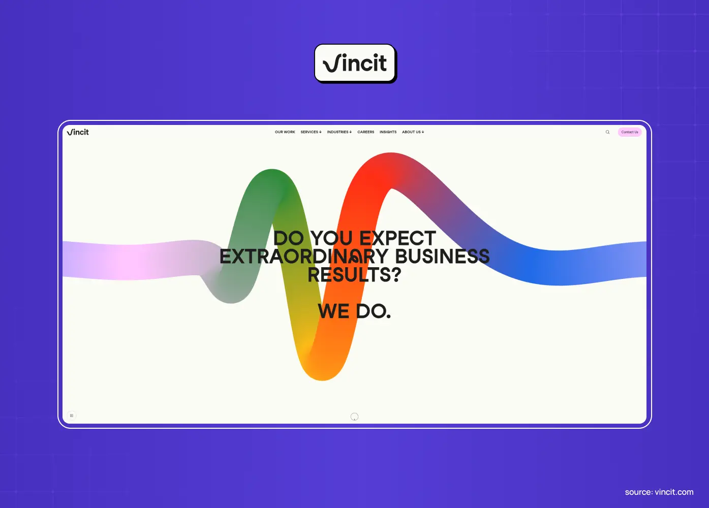 Vincit homepage, an Irvine enterprise software group of 250 to 999 people, the largest firm on this list