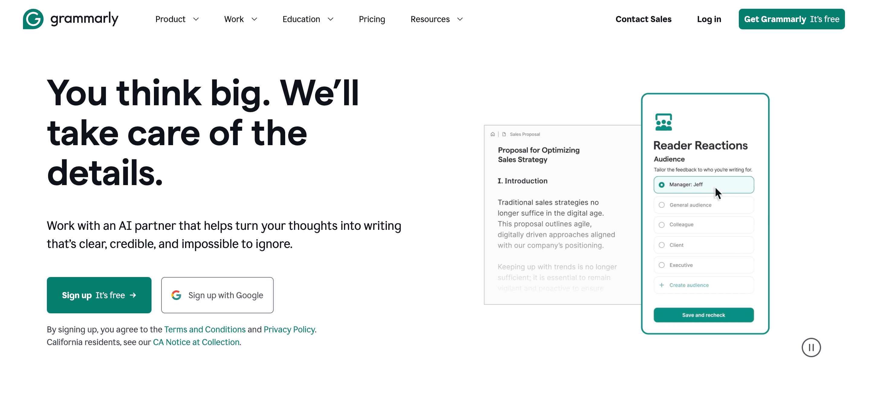 Grammarly home page