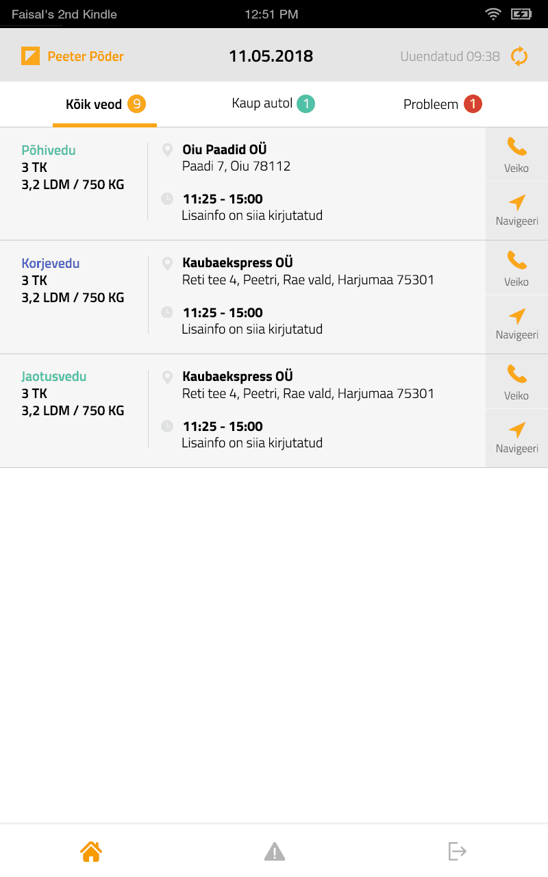 Planlogi Digital POD äpi tellimuste nimekiri