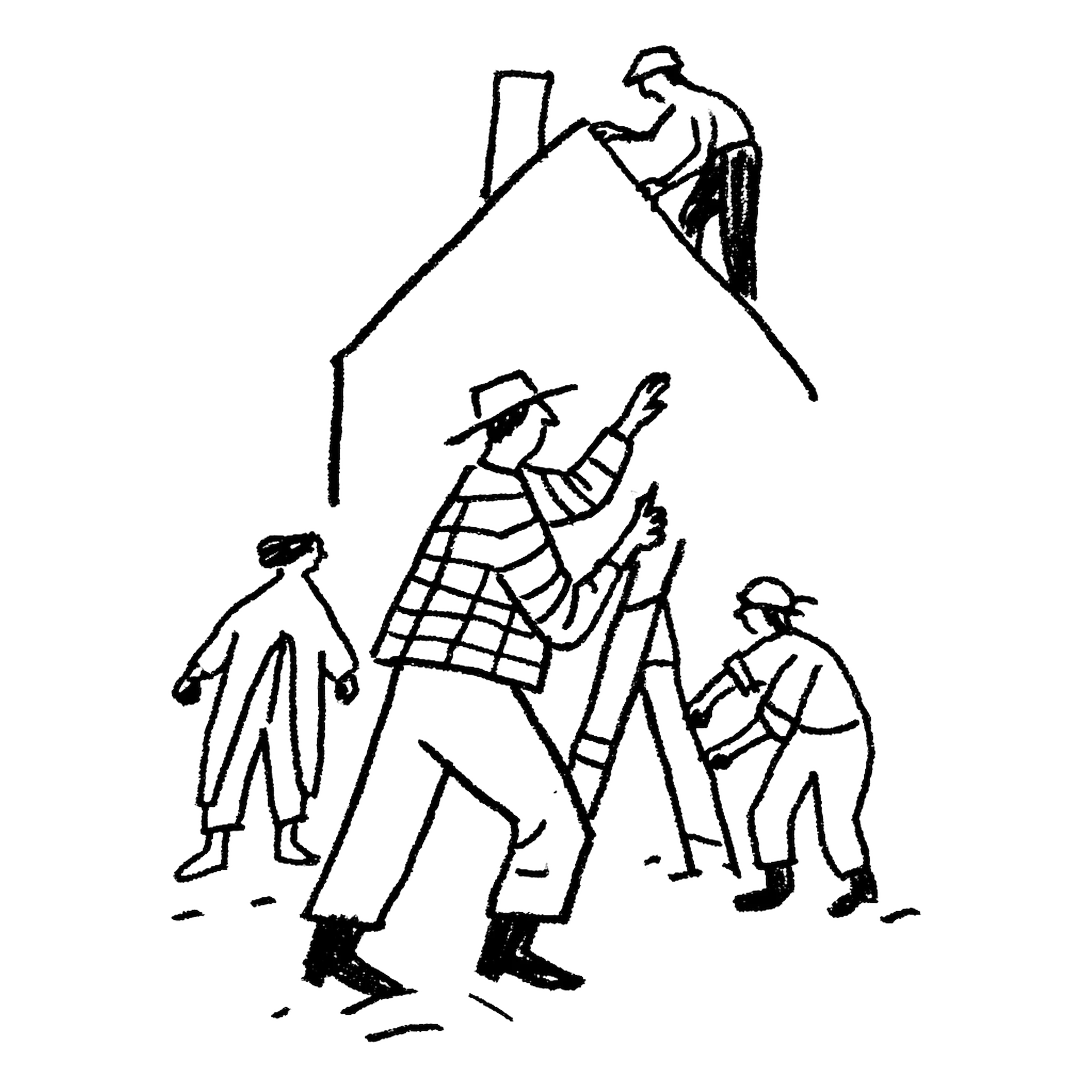 Ilustración de una persona coordinado una reforma.