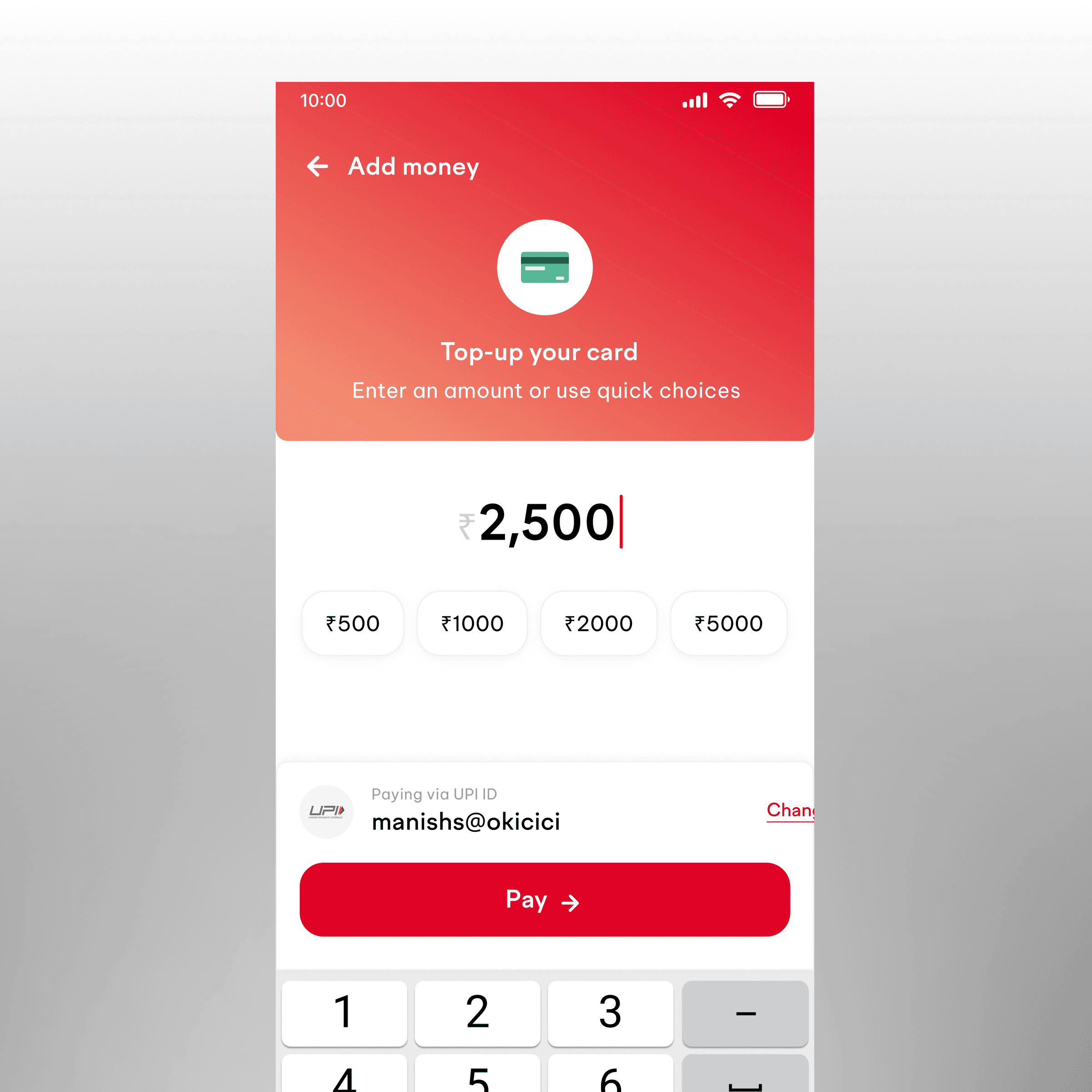 Payment screen