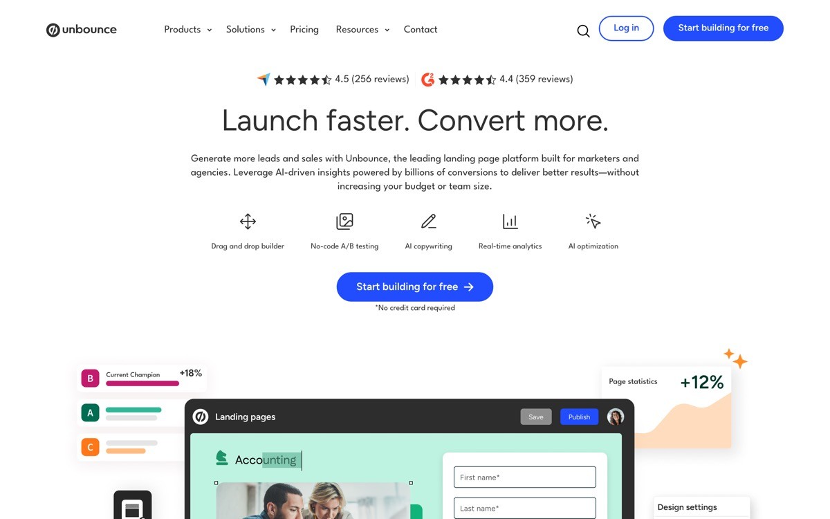 Best No Code SaaS Landing Page with Unbounce