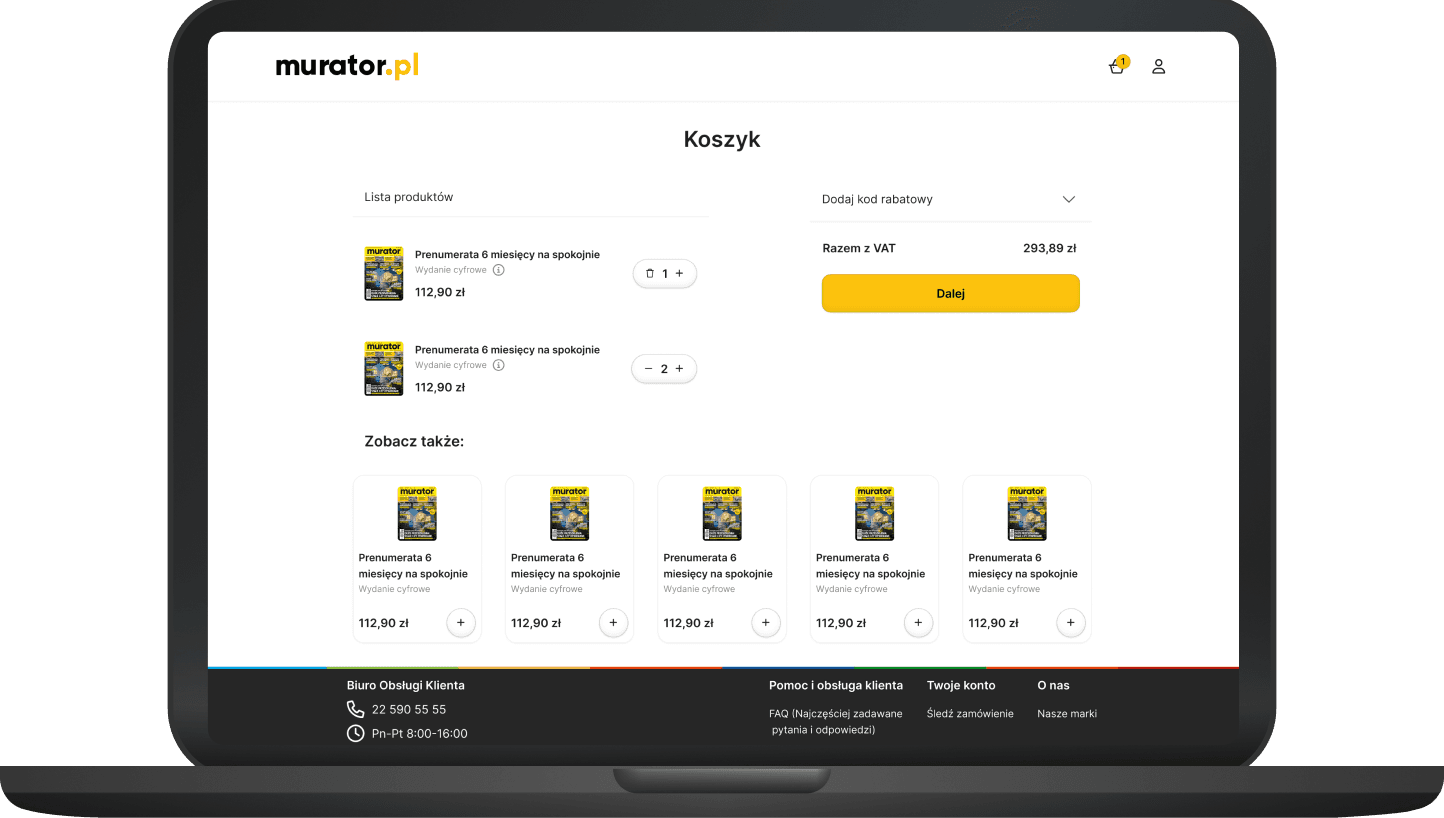 Widok strony głównej i aplikacji mobilnej Murator - projekt redesignu Kacper Steć
