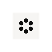 Six black dots arranged in a circle on a white background.