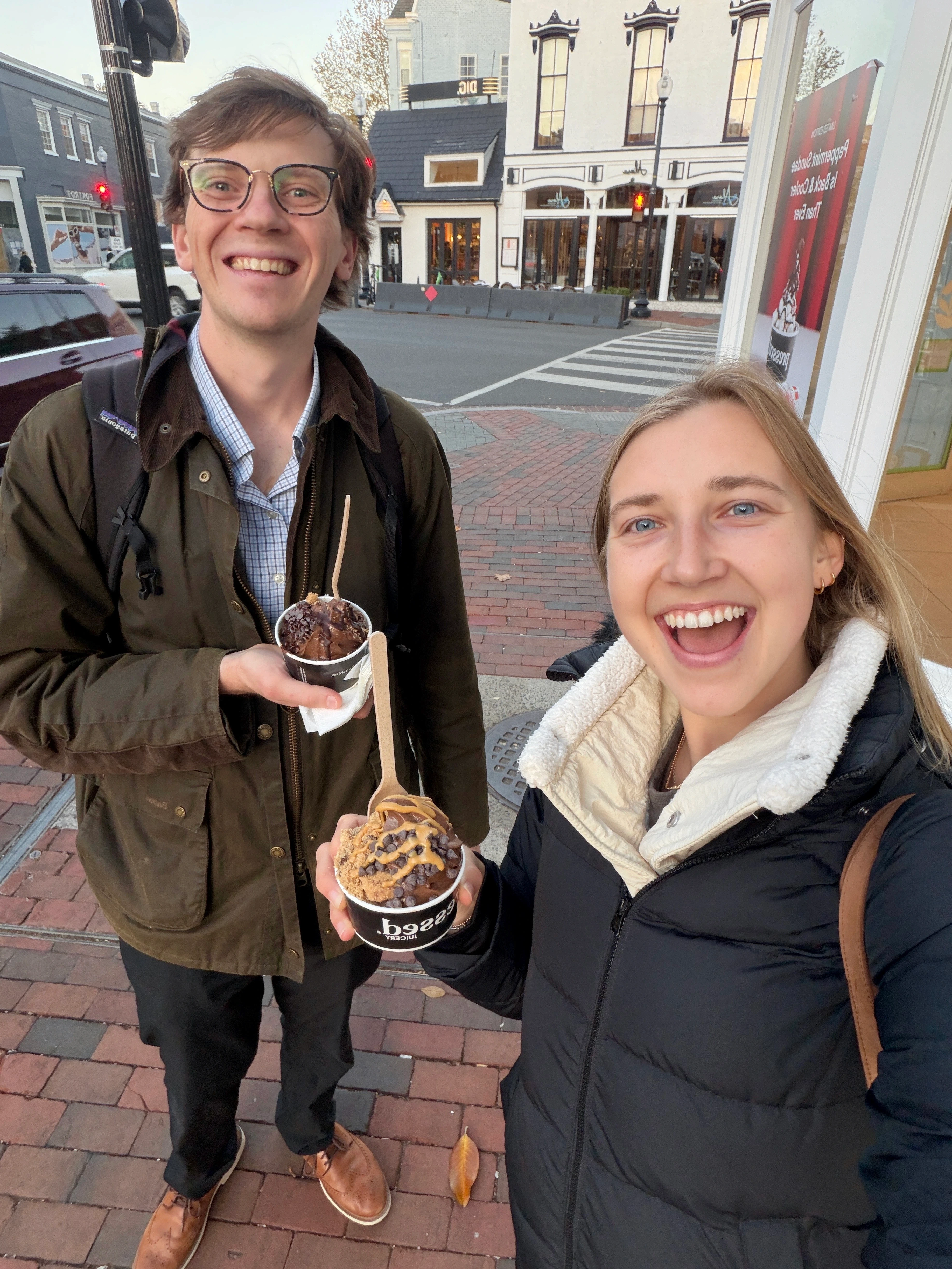Husband and wife at Pressed Juicery with Freeze