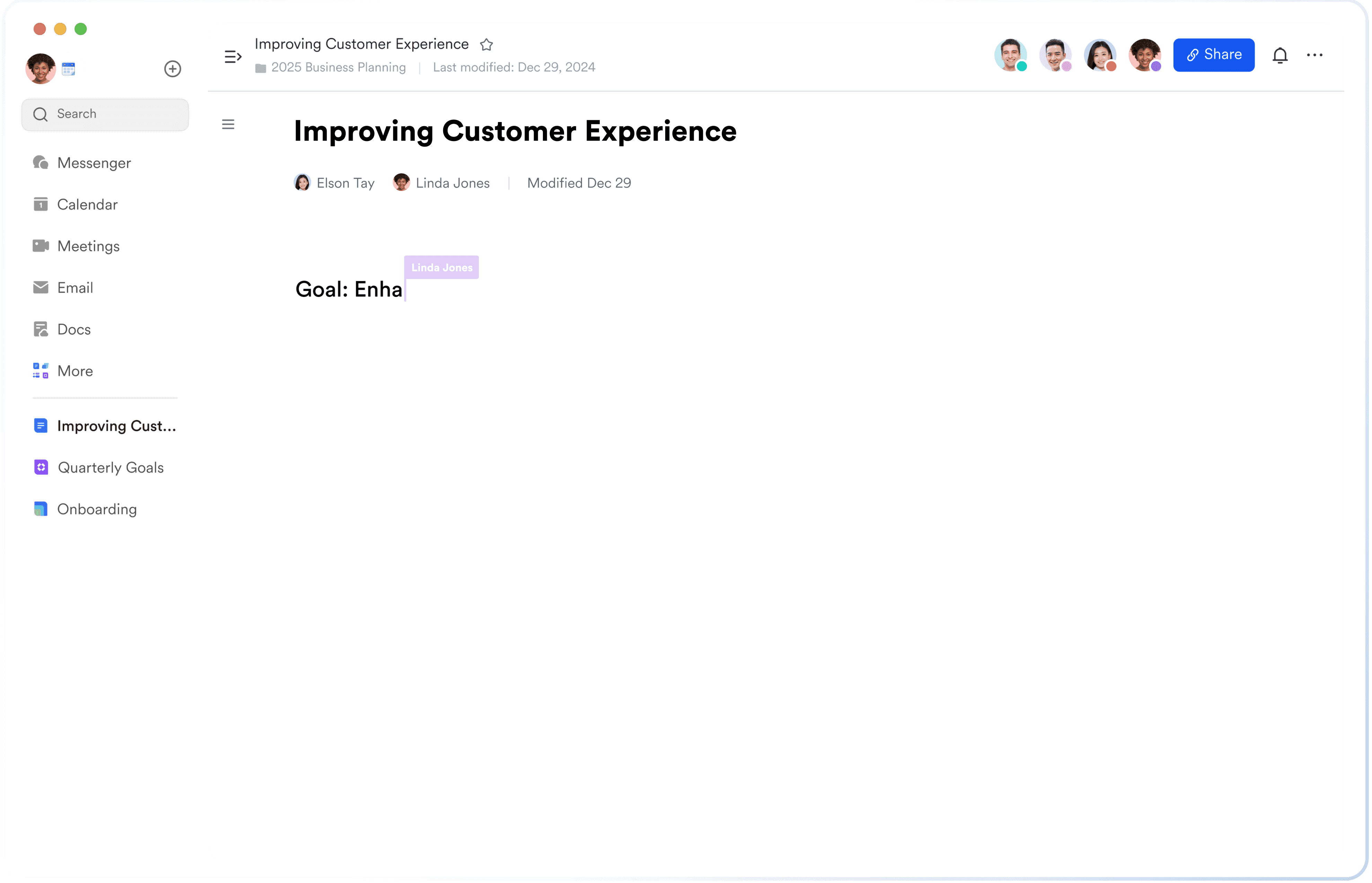 Multiple people working on a doc together
