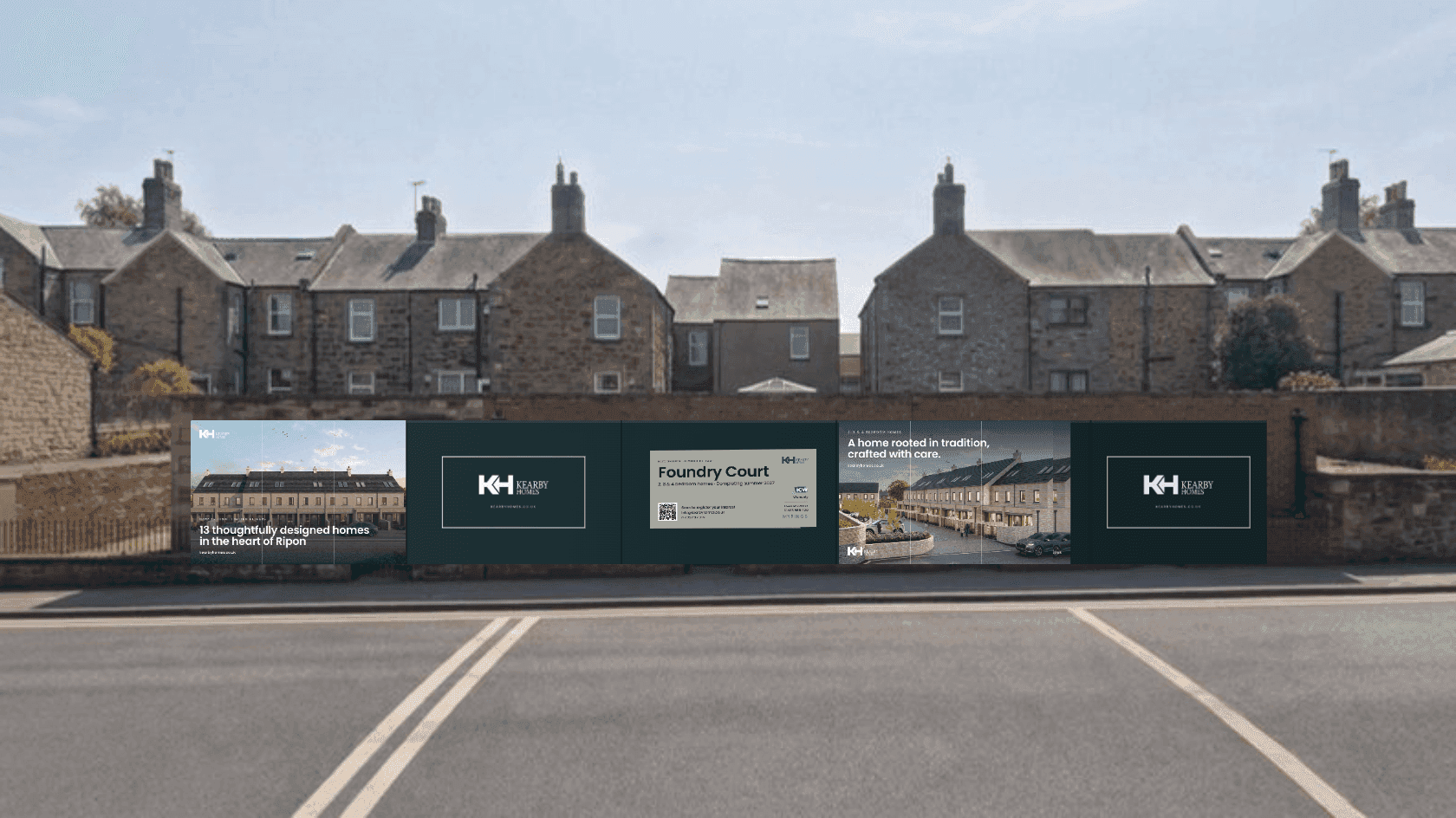 Stepped footpath hoarding mockup