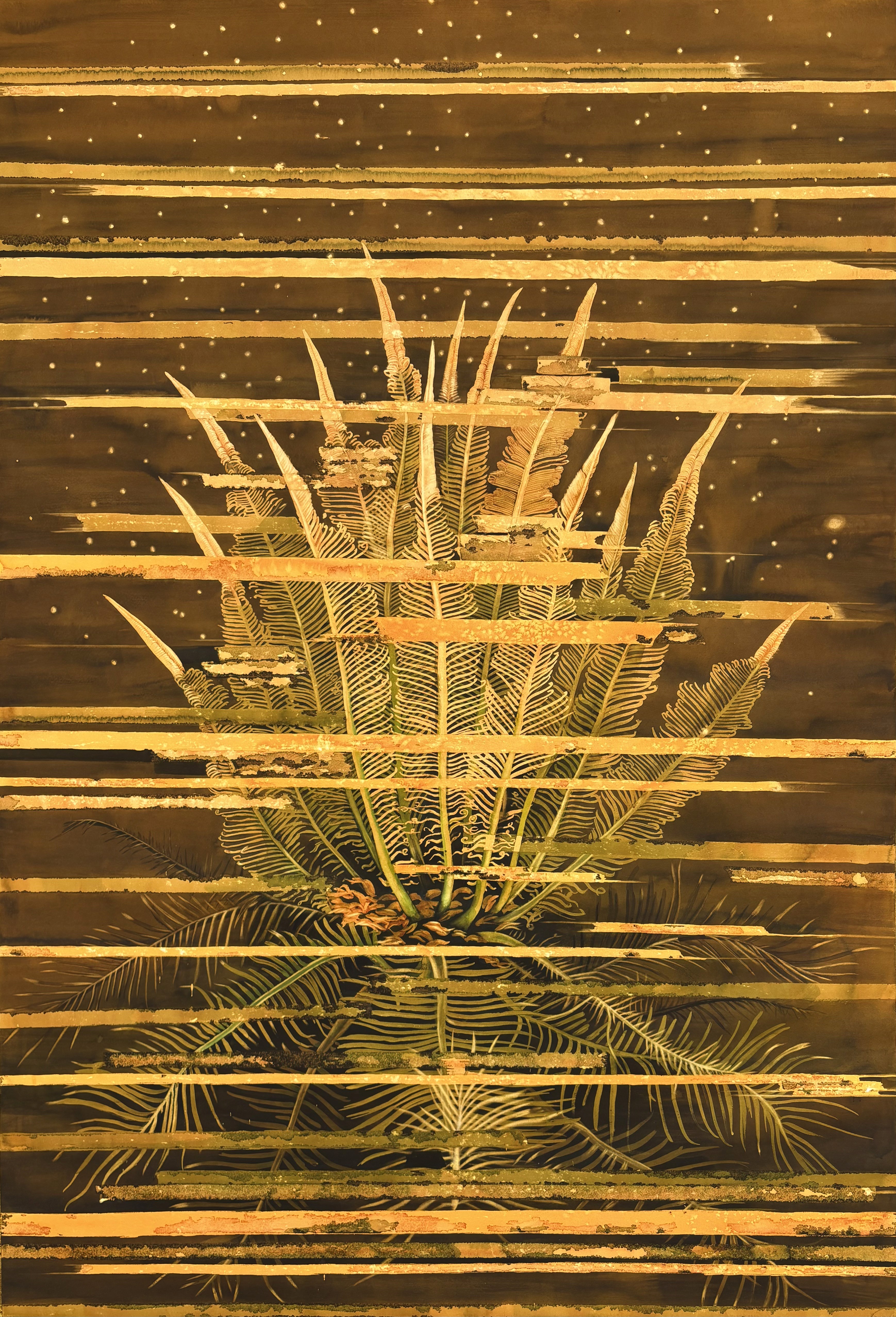 herd of sheep on road painting