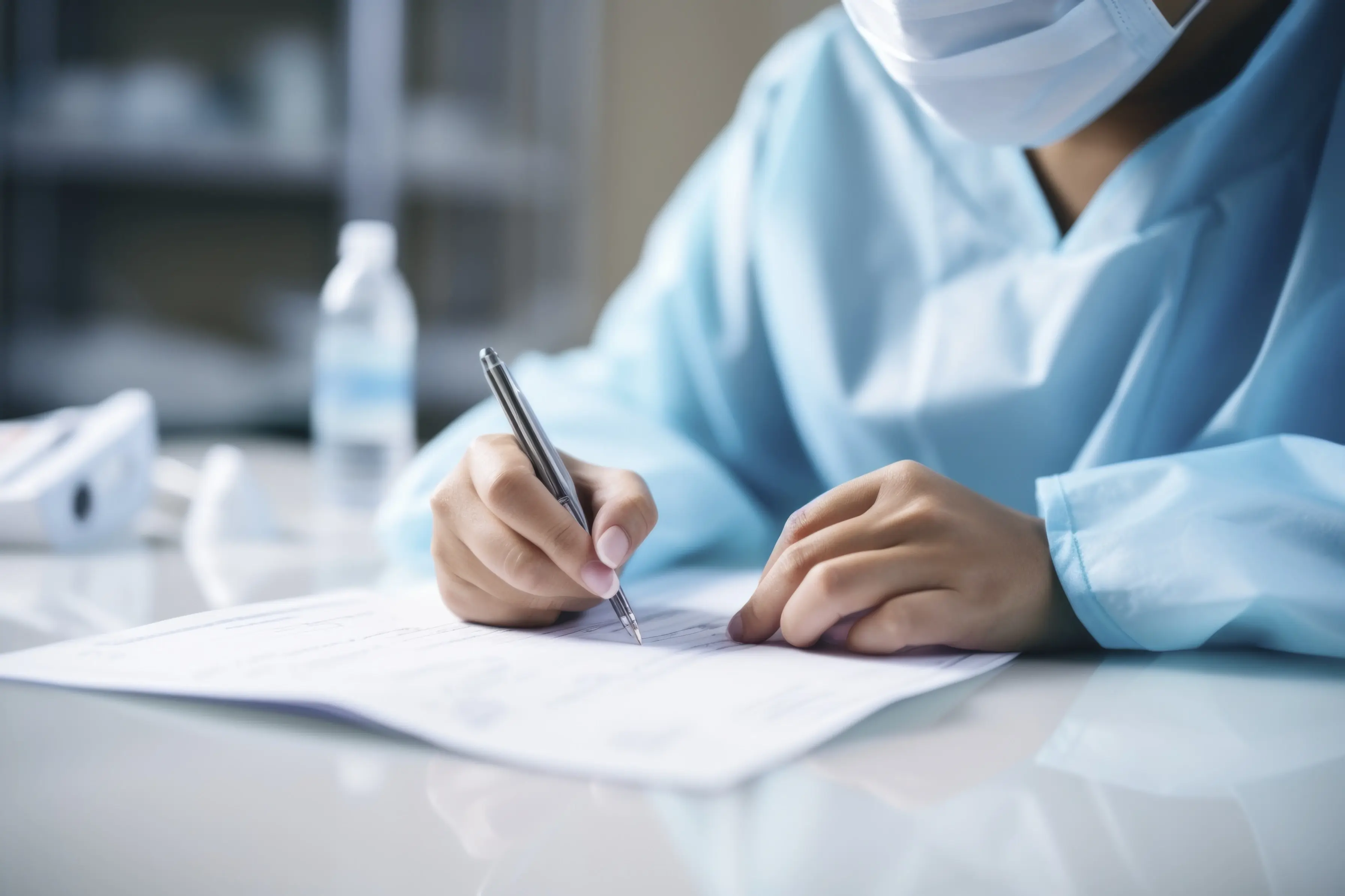 Nurse signing a piece of medical bill. Expert Medical Billing: Top Podiatry Billing in Peoria