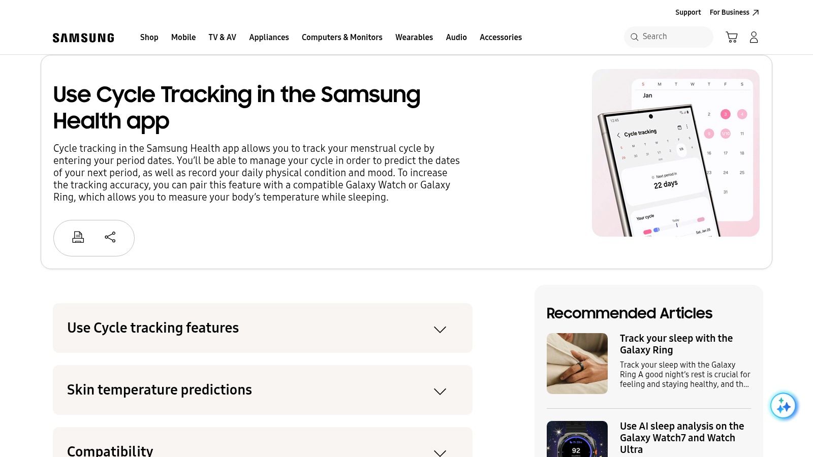 Samsung Health – Cycle Tracking