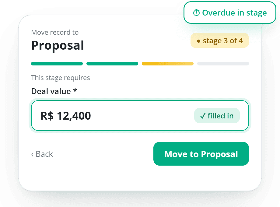 Moving the record to Proposal asks for the deal value
