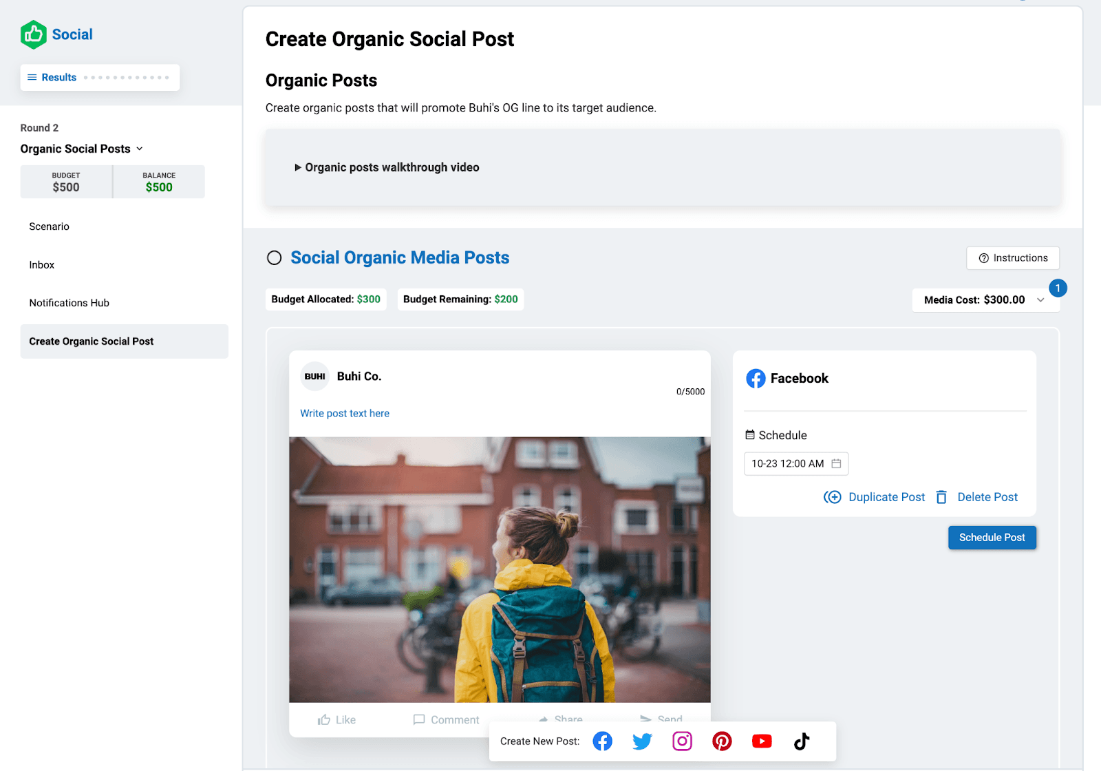 Screenshot of Stukent Social Media Simternship