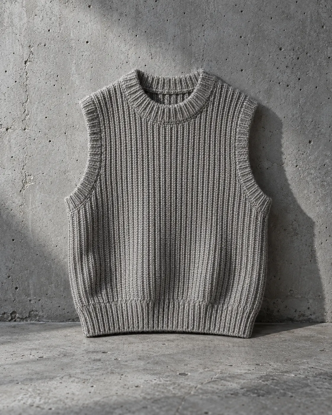 Rib Knit Vest, Stone